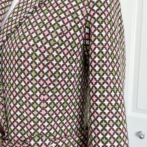 Preppy Pink Green Tweed Coat With Belt (S) Blendshe - Picture 6 of 14